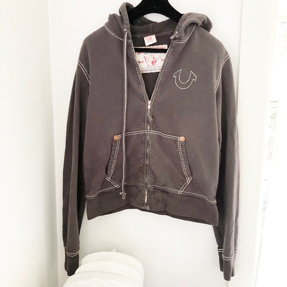 True Religion Men's Grey Sweatshirt Distressed / L - Picture 1 of 2